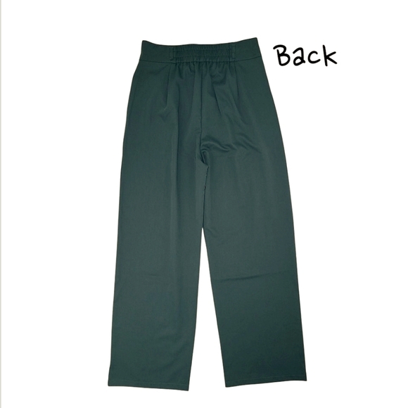Halara High Waisted Two Button ShirredStraight Leg Pants Dark Green Size Medium - Picture 8 of 16
